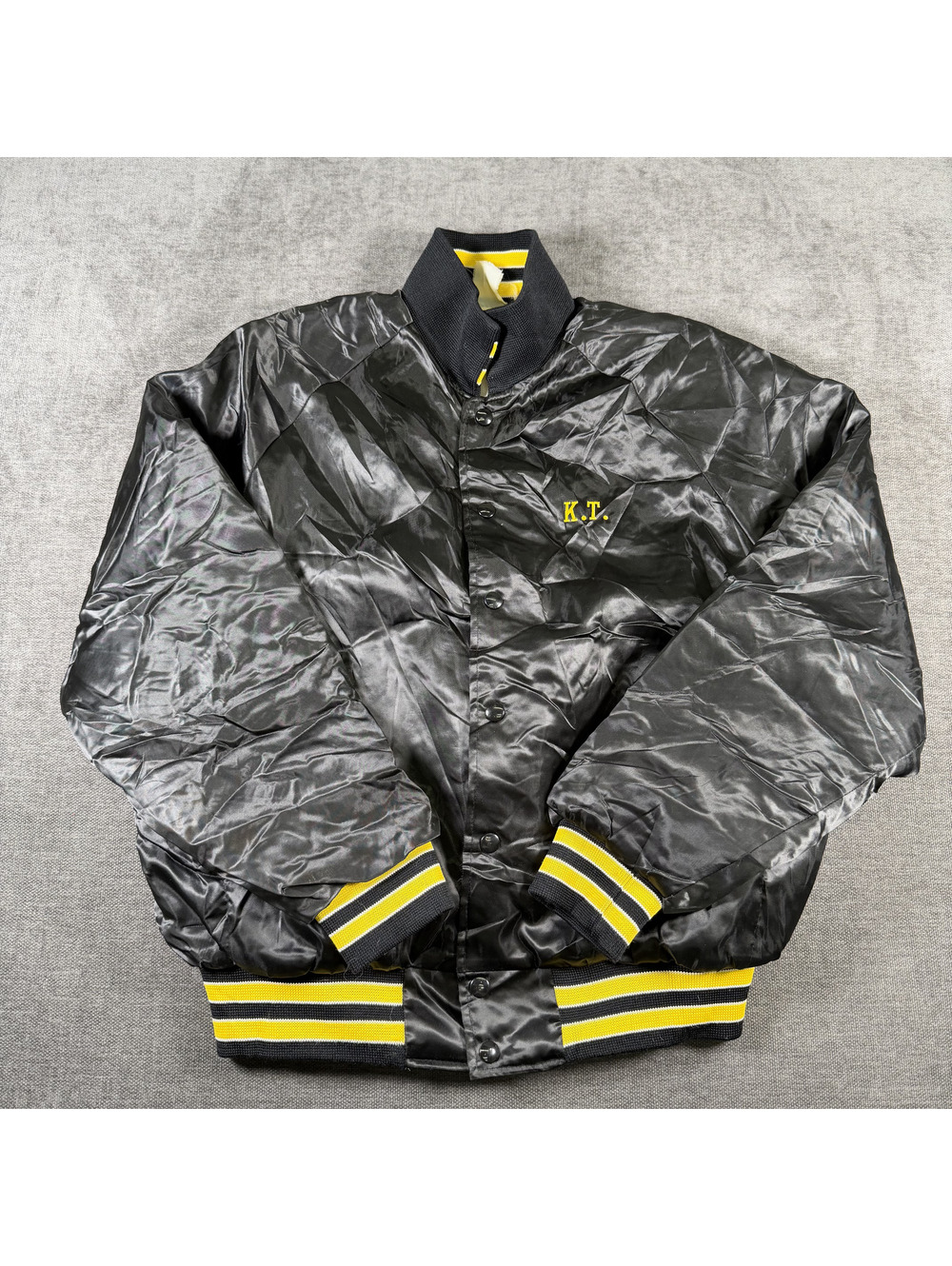 Von Weiden Rottweilers Black Satin Varsity Jacket with Embroidered Logo